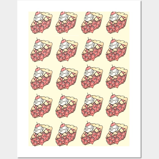 Cherry Pie Pattern Retro Wall Art by Cosmic Latte